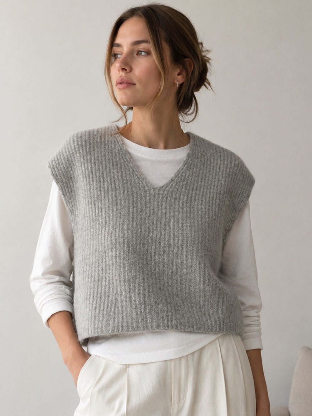 Copenhagen Muse Alpaca Wool Knit Sweater Vest Gray M/L